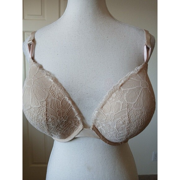 Victoria's Secret Push-Up Bra Size 38DD padded underwire Beige Lace - Picture 5 of 8